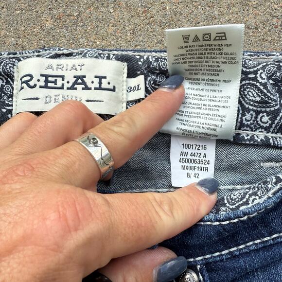 Ariat 30L Mid Rise Stackable Straight Icon Blue Jeans 10017216 - Picture 5 of 8